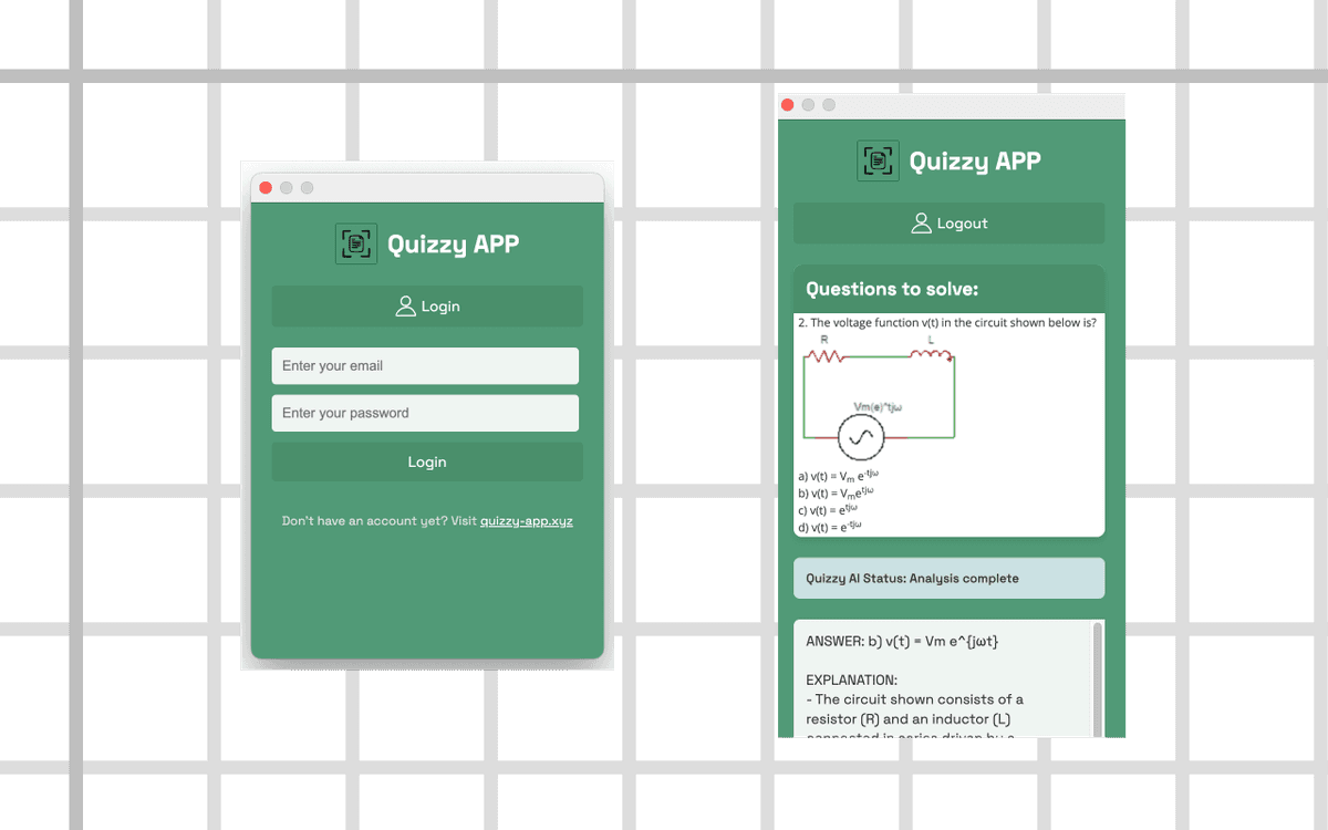 Fenster der Quizzy-App-Erweiterung mit einer analysierten Frage